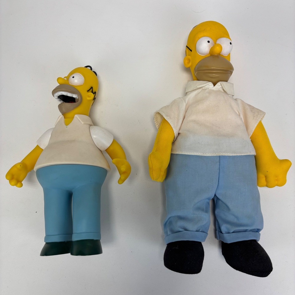 Playmates Homer Simpson Figure & Plush Doll Set of 2 Yellow Good Vintage Lot